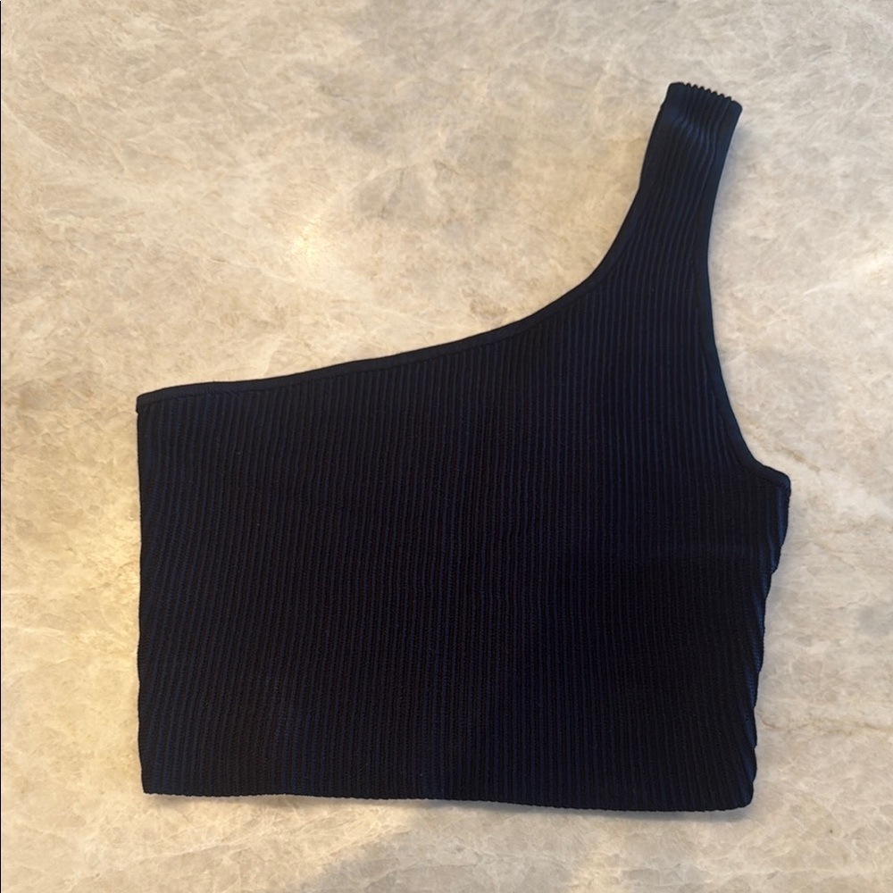Babaton Black One Shoulder Ribbed Top